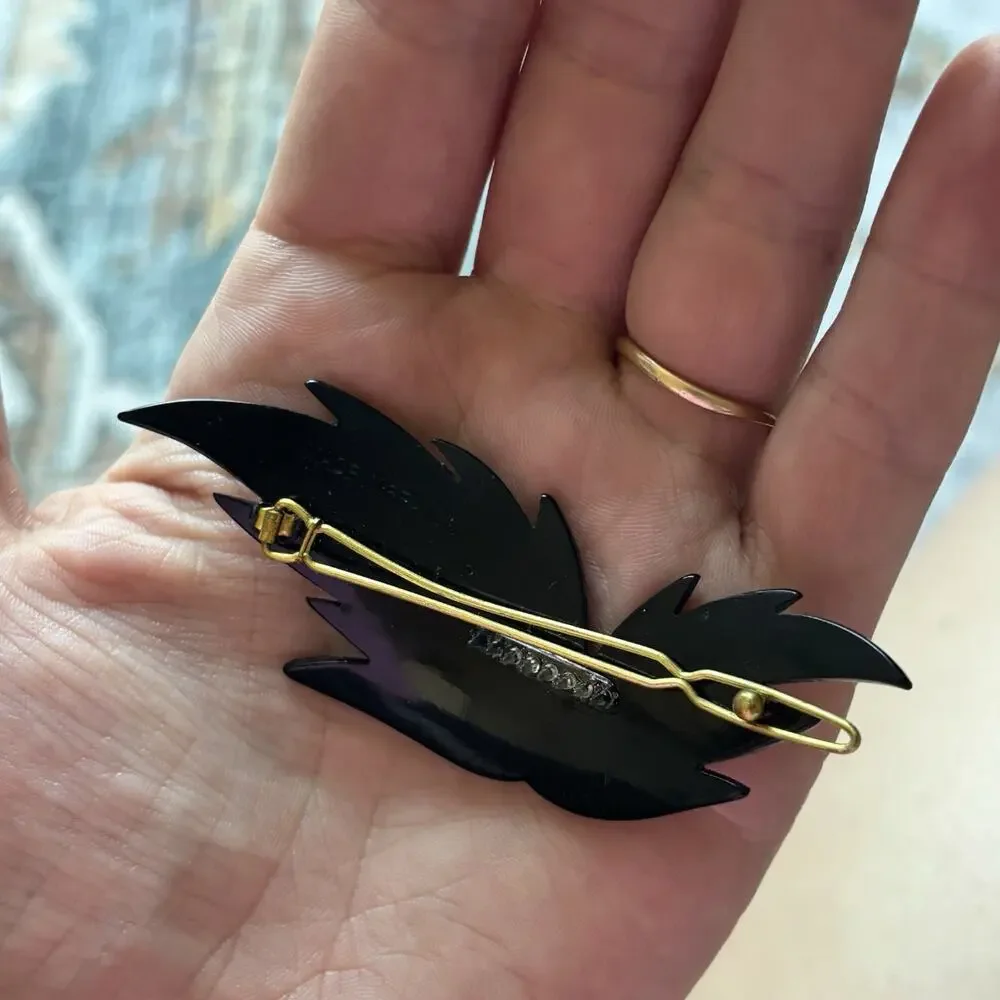Vintage Made In France Hair Barrette Gold Tone Wing Clip Late 80s Early 90s
